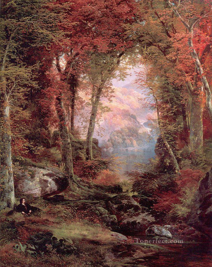 The Autumnal Woods Under the Trees Rocky Mountains School Thomas Moran Oil Paintings